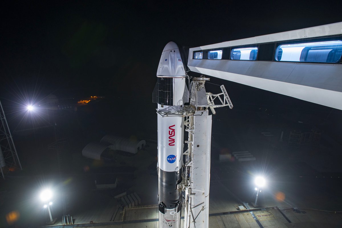astro_kimbrough's tweet photo. That’s our rocket! Thanks to @SpaceX for a sneak peek of Endeavour and our Falcon9 booster! #LaunchAmerica https://t.co/X5SamQzuYp