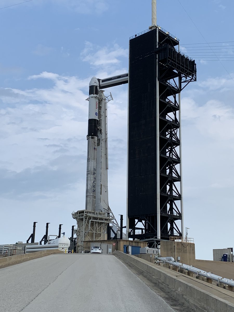 astro_kimbrough's tweet photo. That’s our rocket! Thanks to @SpaceX for a sneak peek of Endeavour and our Falcon9 booster! #LaunchAmerica https://t.co/X5SamQzuYp