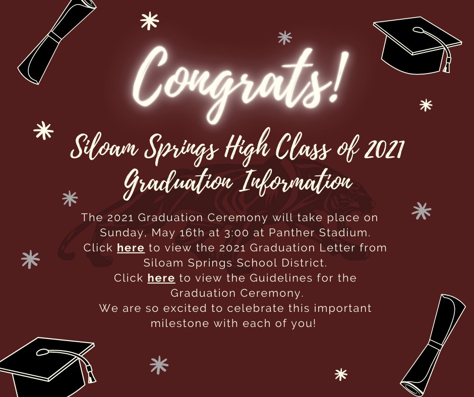 Graduation Updates: Additional information can be found on our school website.
tinyurl.com/yr6kyjyx
#panterpride
#SSHS
#Classof2021
