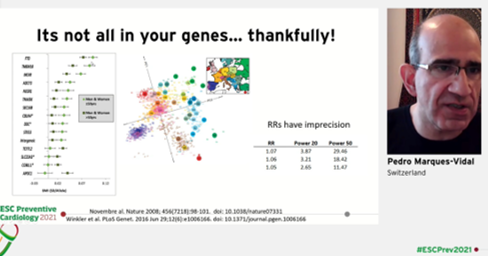 #ESCPrev2021 highlights session by @MichaelPapadak2 First up the Population & Public Health Section, w past chair @PMarquesVidal omportance of Pollution as a risk factor, physical activity- hopefully tele technology can help uptake, & importance of genes which decreases with age