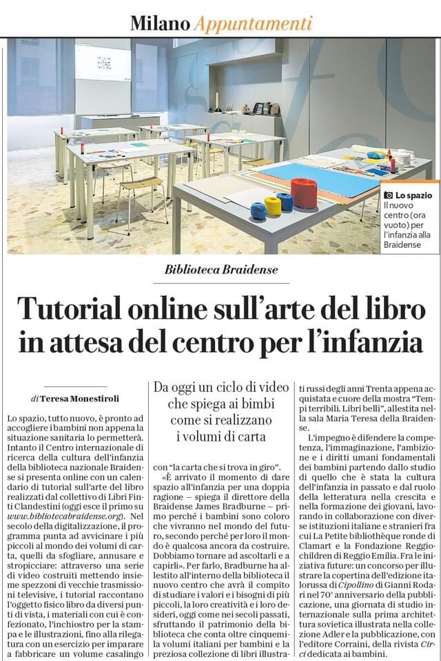 GrandeBrera's tweet photo. Le attività del #CIRCI confermano l'attenzione di Pinacoteca e Biblioteca Braidense per i bambini e ottengono ampio risalto sulla stampa. Ecco alcune delle pagine che i principali quotidiani hanno dedicato al nostro Centro Internazionale di Ricerca della Cultura dell'Infanzia. https://t.co/Nq3Nx6vamH