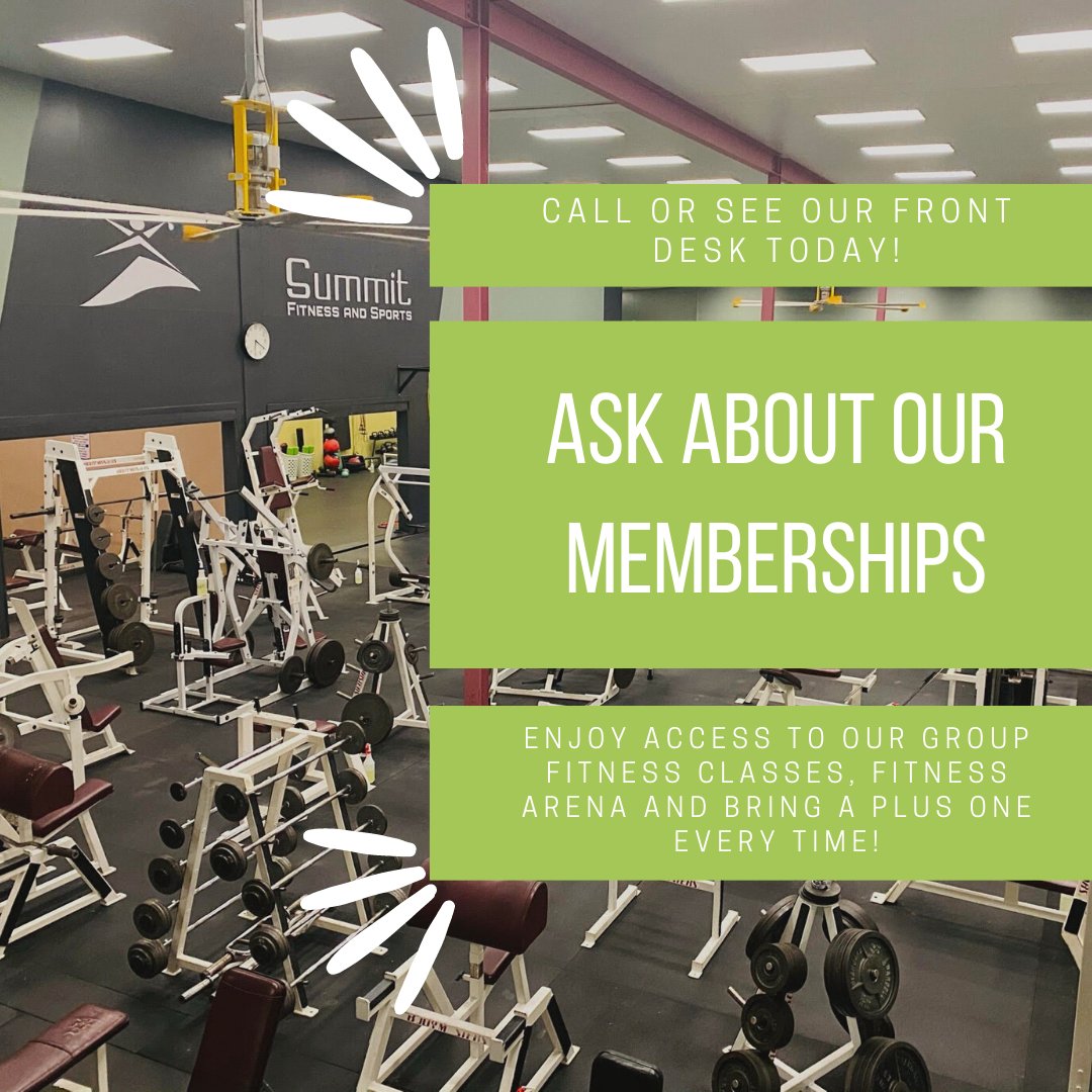 SummitFitSports's tweet photo. Start this Saturday!! Call or see a representative at our front desk and learn more about our memberships today!! Join our growing Summit family and let us help you #reachyourpeak https://t.co/rOOtZGopIb