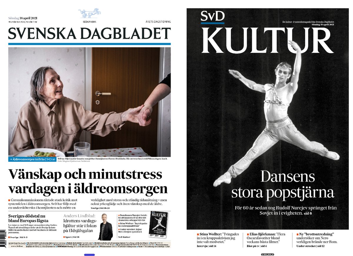 SvD's tweet photo. Äldreomsorgens vardag – vänskap och minutstress. SvD har följt arbetet i hemtjänsten och mött pressade arbetsförhållanden men också arbetsglädje. • Nu kan du läsa söndagens eSvD på https://t.co/irmjsMW0kD https://t.co/nUw4MPR2wf
