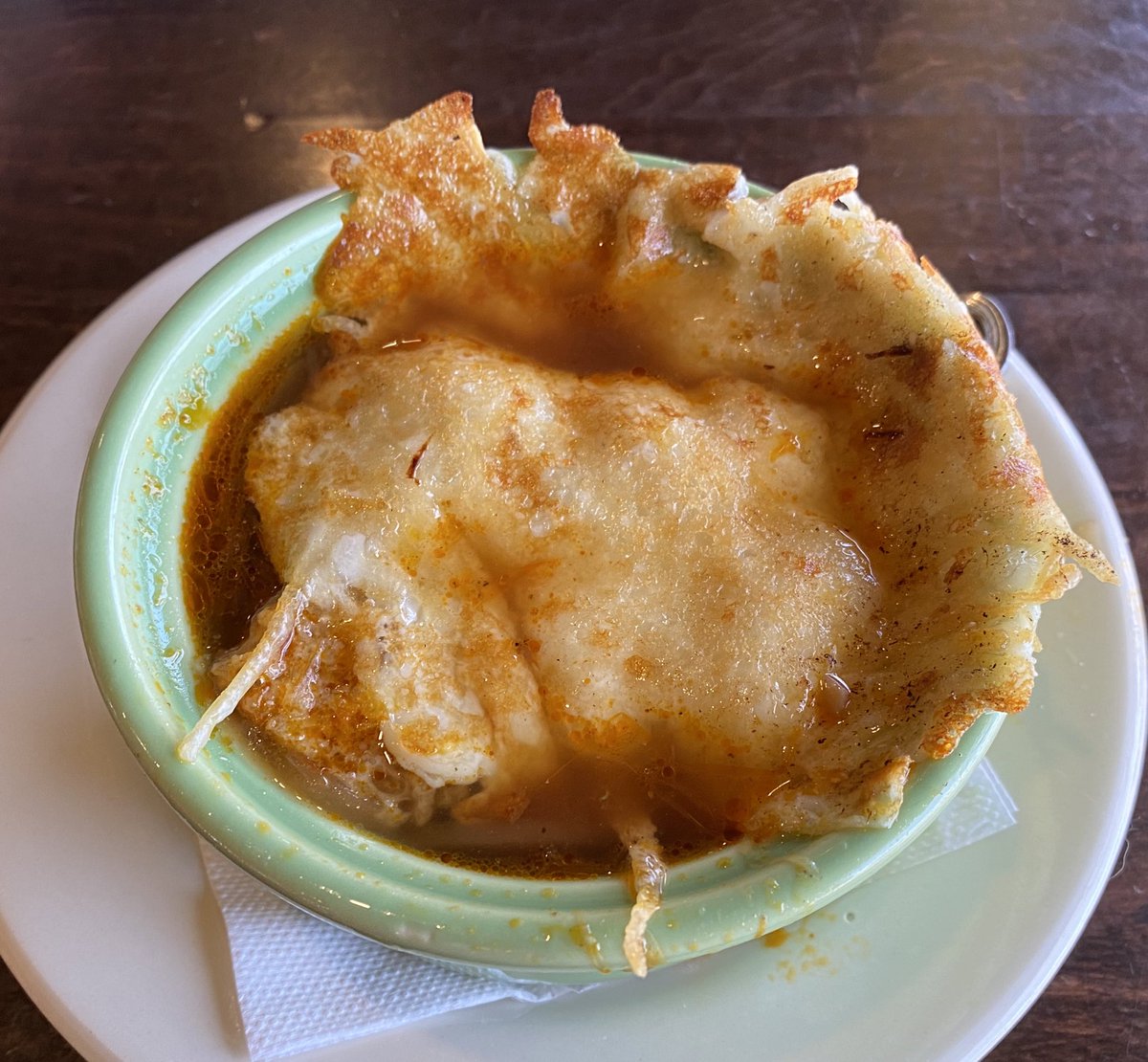 Some French Onion soup in Osh Kosh, Wisconsin. What do you think <a href="/barstoolcarl/">thin crust</a>?