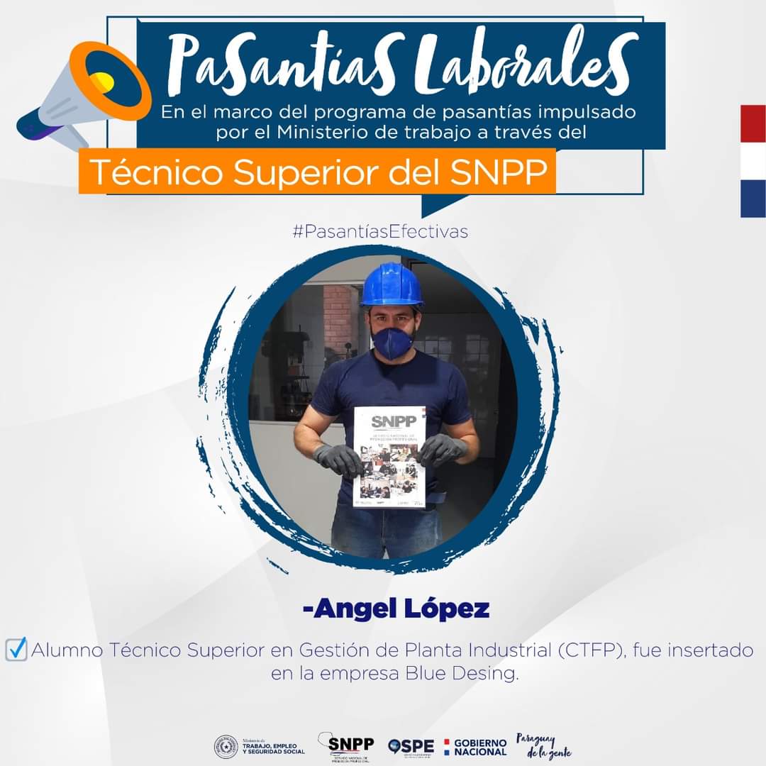 #PasantiasLaborales

Desde el @MTESS_PY a través del programa de pasantías laborales del Técnico Superior del @SNPP_Paraguay , 9 estudiantes que fueron capacitados para el mercado laboral y hoy  accedieron a una oportunidad laboral en las diferentes empresas del sector privado.