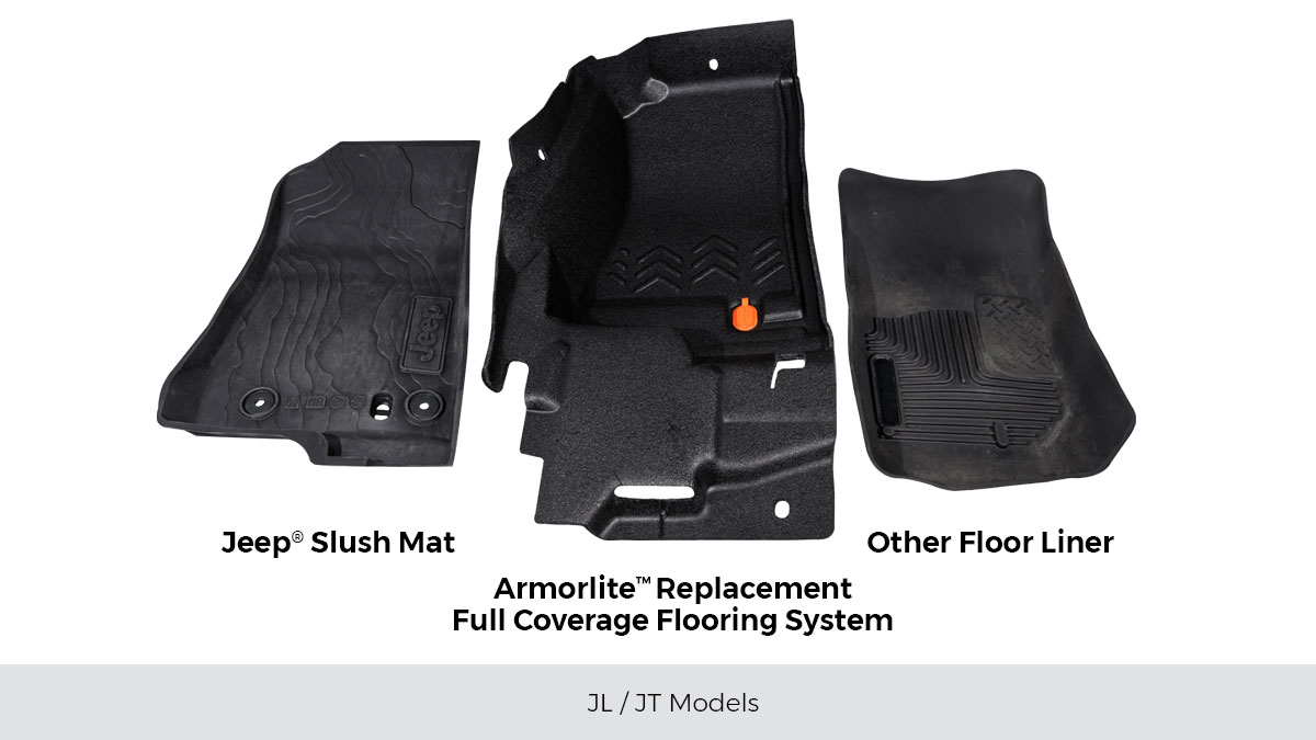 When we say full coverage, we mean full coverage. Armorlite replacement flooring not only provides a perfect factory fit every time, it offers complete thermal &amp; acoustical coverage over the entire surface of the floor and up into the firewall. That’s the #ArmorliteAdvantage.
