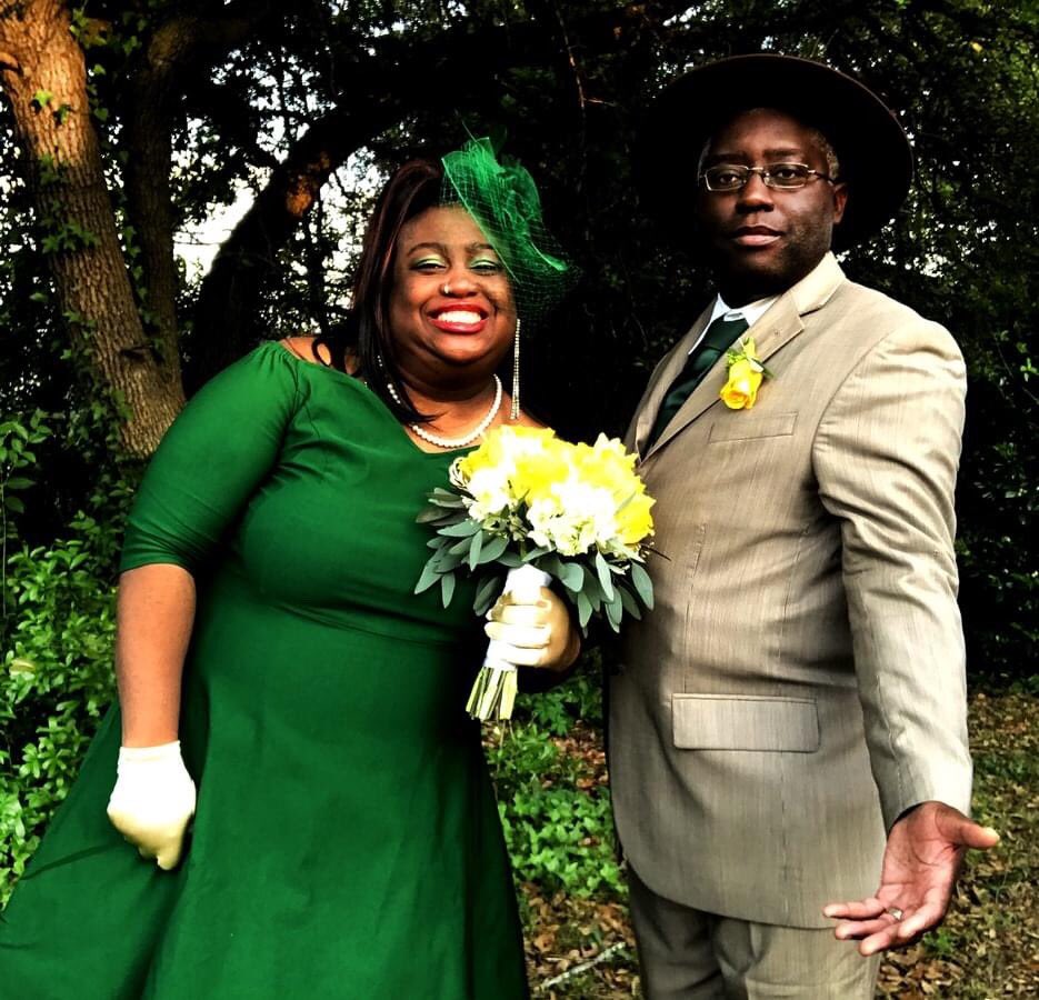 GamingInsurrect's tweet image. So, we finally did it! Happily married to my editor, who keeps me grounded and growing.💚💛 #justmarried #GIFAMILY #gamingcouple #greenforMKJade