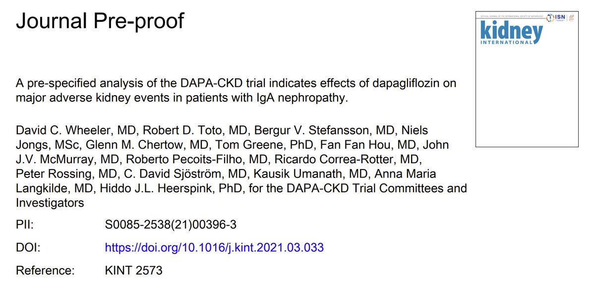 Edgar V Lerma A Pre Specified Analysis Of The Dapa Ckd Trial Indicates Effects Of Dapagliflozin On Major Adverse Kidney Events In Patients W Iga Nephropathy Ca 21 From Kidney Int Isnwcn