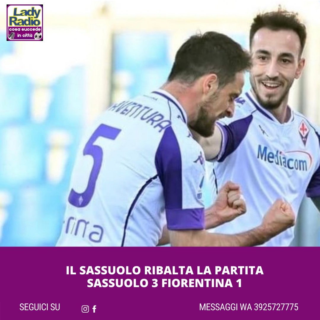 🔴BERARDI RIBALTA, LA FIORENTINA PERDE A SASSUOLO🔴

👉Dopo la perla di Bonaventura, due rigori ribaltano la gara. Il 3-1 è firmato da Lopez.
😞Dite la vostra
Foto ACF