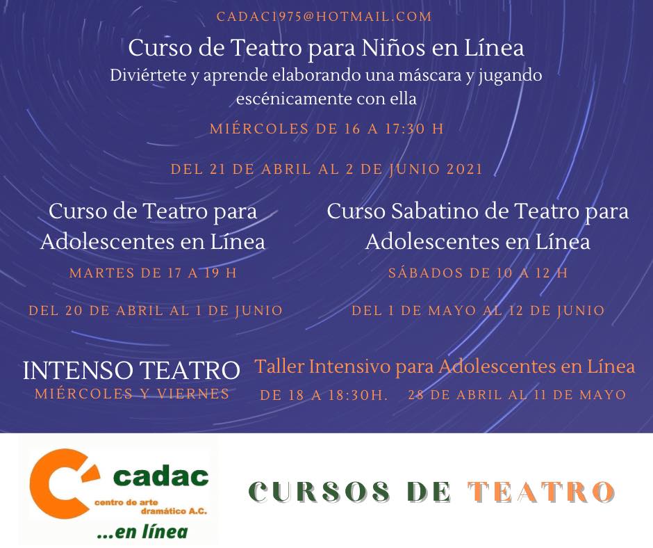 cadac1975's tweet photo. @monocordio ¡Haz teatro en línea! Niños/Adolescentes/Adultos
Informes e inscripciones: cadac1975@hotmail.com
              ó  5555549091 y 97 lunes, miércoles y viernes 
                                                            de 12 a 14 h https://t.co/vKNdkNL5Wi