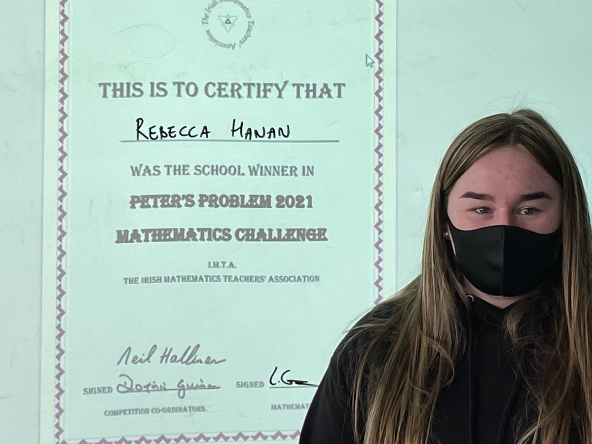 OaklandsCC's tweet image. Congratulations to Rebecca Hanan TY who was the school winner of Peters Problem which was run as part of Engineers week in conjunction with the IMTA. 

Students had a series of problems to solve and Rebecca’s solution was judged to be the best by the judges.