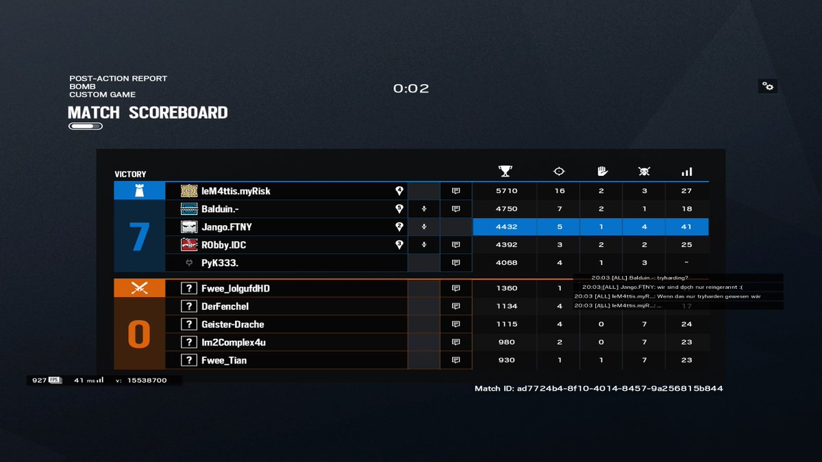 Unser Memer <a href="/M4ttisR6s/">M4ttis_R6s</a> ist nun endlich an einem Punkt der Zufriedenheit angekommen, wir gewinnen 7:0 gegen #IchHabGanisGemacht.
GGWP

#ZanderSiege <a href="/ZanderLP/">ZANDER</a> <a href="/xmg_gg/">XMG</a>