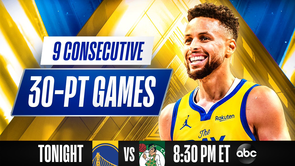 STEPH looks to extend the NBA's longest 30-point game streak this season at 8:30 PM ET tonight on ABC! https://t.co/yp8qtAVLkA