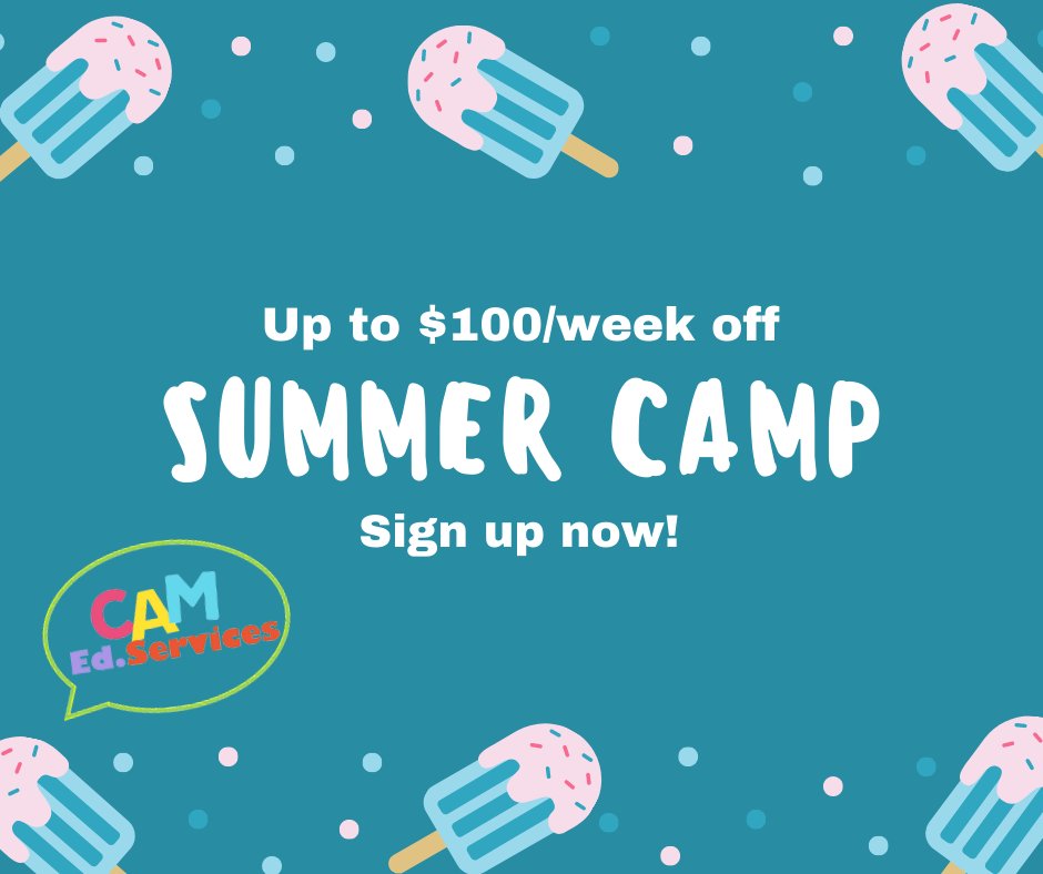 CAMEdServices's tweet image. We are currently having a special deal on our Summer Camp right now! If you sign up now, you can get up to $100 off per week! Visit our website for more info. #summercamp #fun camducation.com/summercamp2021