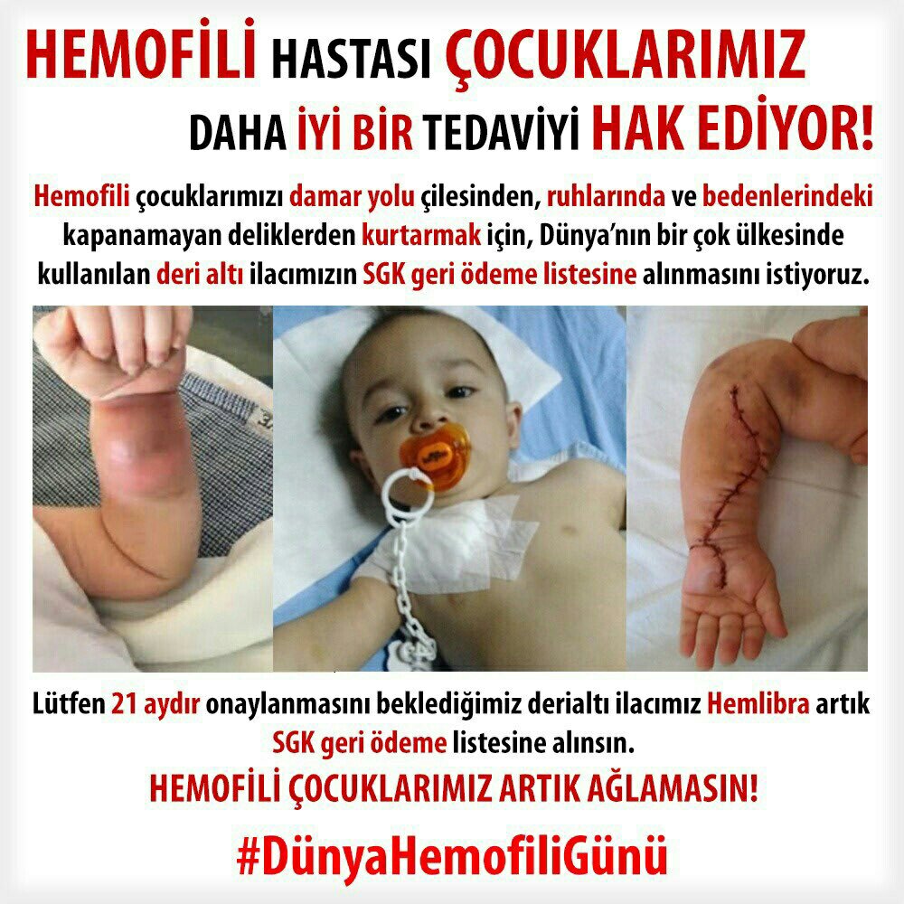 Hemofili hastası çocukların sesini duyun..
#hemlibra #DünyaHemofiliGünü
#hemofilisesiniduy 

@tcbestepe
@drfahrettinkoca
@sgksosyalmedya