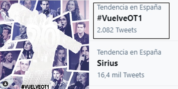 teleaudiencias's tweet photo. El hashtag #VuelveOT1 se convierte en Trending Topic Nacional. Los fans de 'OT1' quieren que TVE prepare un reencuentro con los exconcursantes con motivo de su 20º aniversario y para hacer un bonito recuerdo a 
Álex Casademunt.
¡¡RT🔁/MG❤️ si apoyas esta gran iniciativa!! https://t.co/LvLewQsOIm