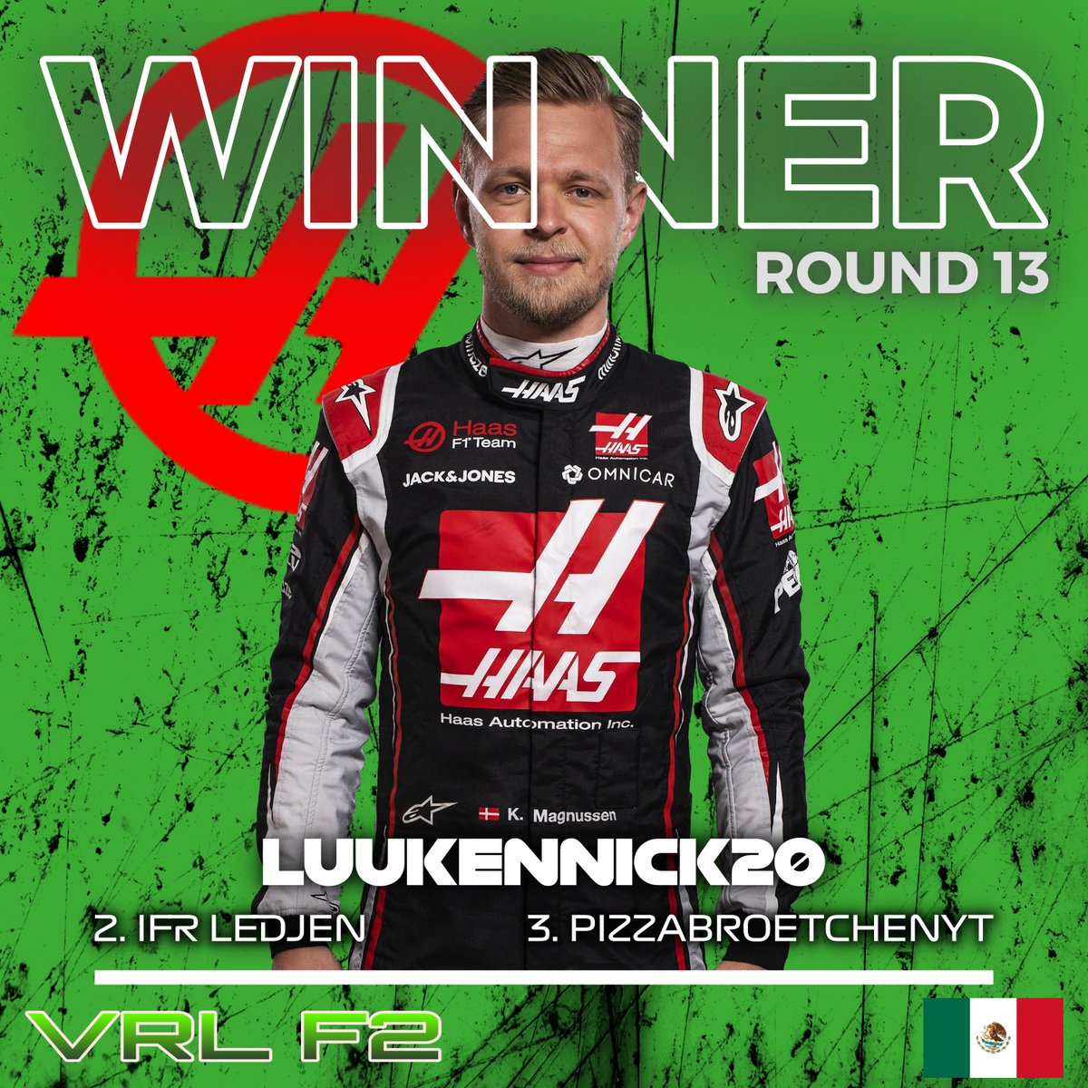 VRL_PS4's tweet photo. 🇲🇽#VRLF2 | PROV. RESULTS

LuukenNick20 makes it 3 wins in the last 3 races despite strategy wasn’t on his side today!

@IFR_Ledjen takes another podium in his dominant campaign and Pizzabroetchen scores his first podium thanks to a strategic masterclass

#VisionToReality https://t.co/NANAKhyZKk