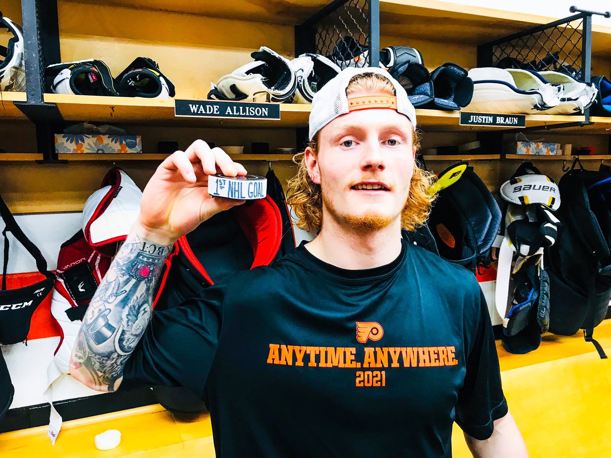 NHLFlyers's tweet image. Back-to-back games of firsts for @wadeallison11.