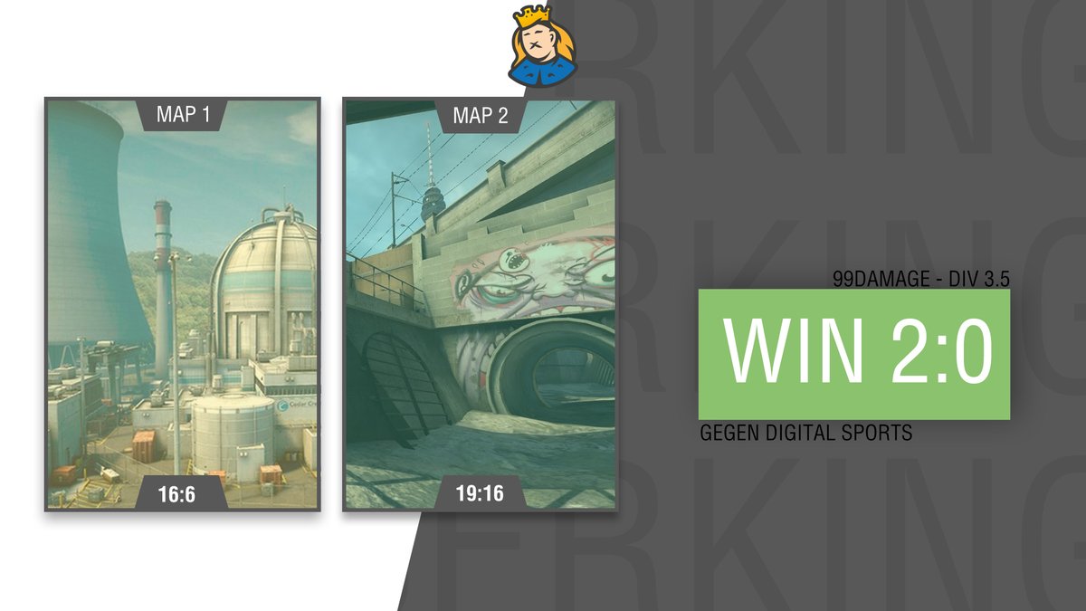 Und da ist das Ding! Auf Nuke (Überking Pick) sehr souverän mit 16:6 gewonnen und Overpass (DS Pick) in der OT mit 19:16 geholt. Stark gespielt und das nächste 2:0. 

GGWP <a href="/DIGITALSportsGG/">DIGITAL Sports</a>

#Vamos #KingofKings