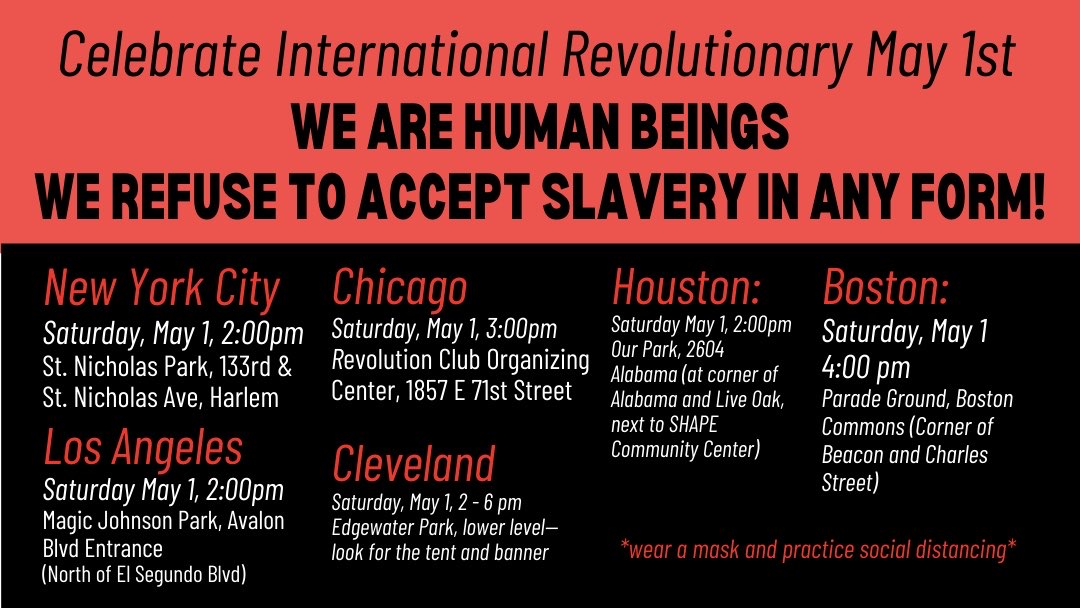 therevcoms's tweet image. You're invited!

* A revolutionary gathering that declares: WE ARE HUMAN BEINGS! WE REFUSE TO ACCEPT SLAVERY IN ANY FORM!

* Meet The Revcoms &amp;amp; get ORGANIZED for a real revolution.

* Learn more about the leader of the revolution, Bob Avakian.

Find a city near you 👇👇