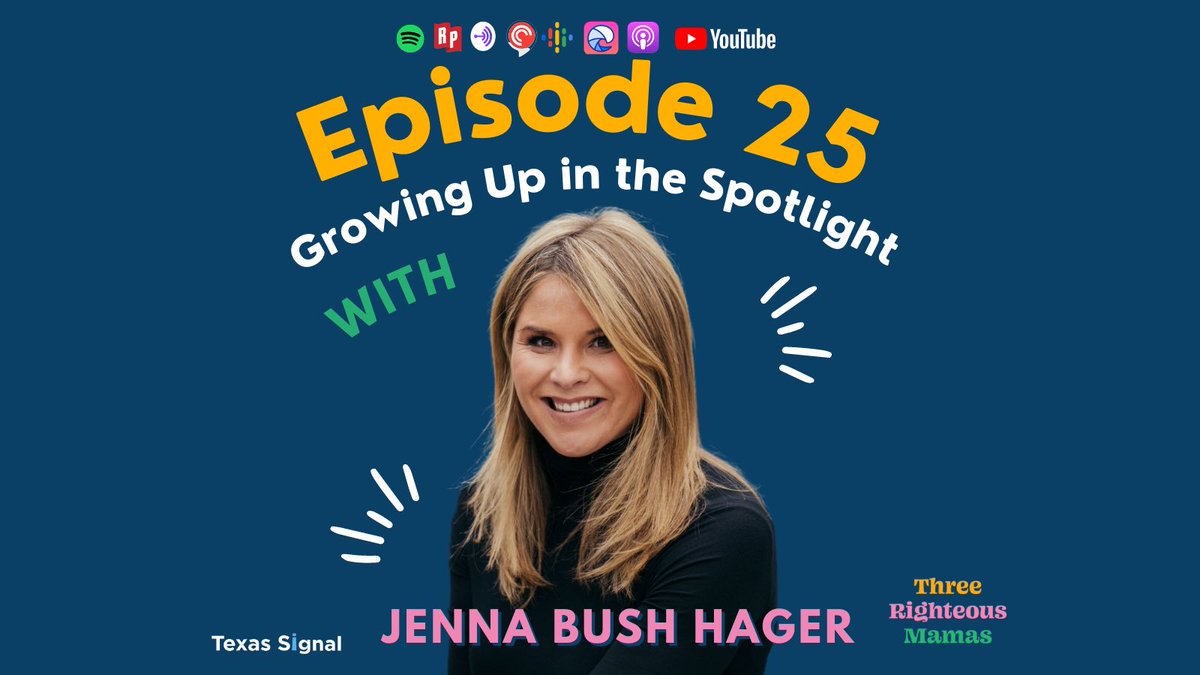 3RighteousMamas's tweet image. Episode 25 is out now!

We spoke to the radiant @JennaBushHager about growing up in Austin, Texas while her father served as governor, overcoming the trials of motherhood, and the beauty of books. 

Let us know what you love most about our chat with Jenna🥰 

#3RM #readwithjenna