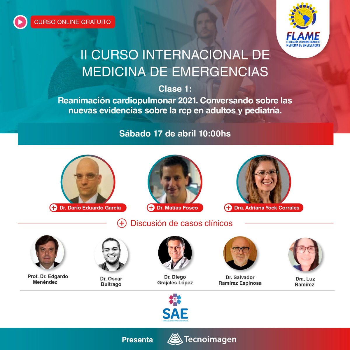 Agradecemos a Dr. Fosco(SAE), York (ASOCOME), Grajéales (SVMED), Buitrago (ASOCOME), Ramírez (SEMES), Ramírez (SPEM), Menéndez (SAE), por la contribución en el desarrollo de la RCP en LATAM, ESPECIAL AGRADECIMIENTO a los mas de 2000 participantes que nos acompañaron.