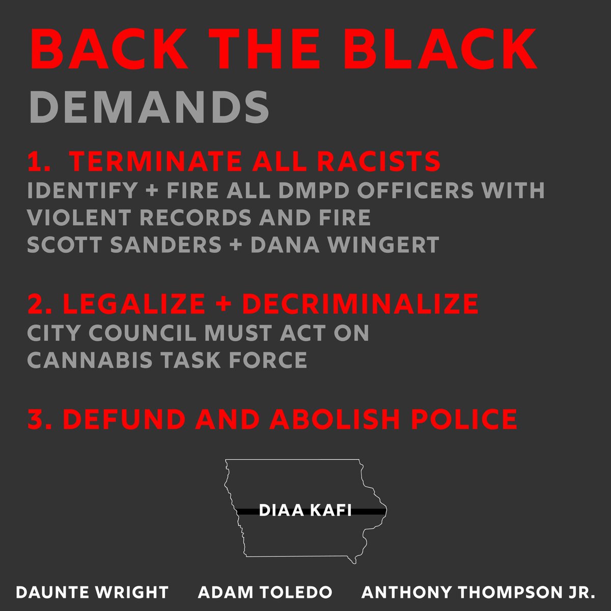 Our demands for <a href="/DesMoinesGov/">City of Des Moines</a>: