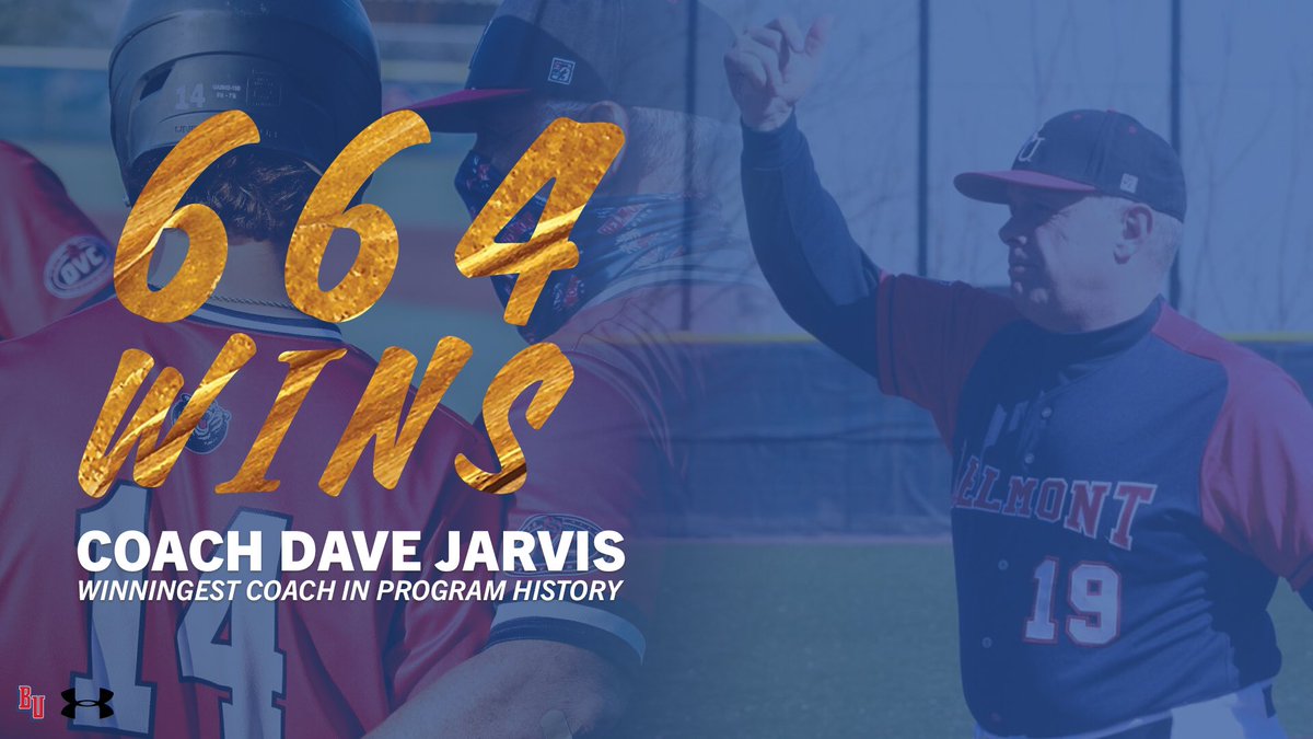BelmontBaseball's tweet photo. With @GoBelmontBruins ⚾️ 8-2 win over Murray State in game ☝️, Dave Jarvis is now the winningest coach in program history with 664 wins! 👏🙌

Congrats Coach Jarvis! 

#itsbruintime https://t.co/ny5UuTw0Ji