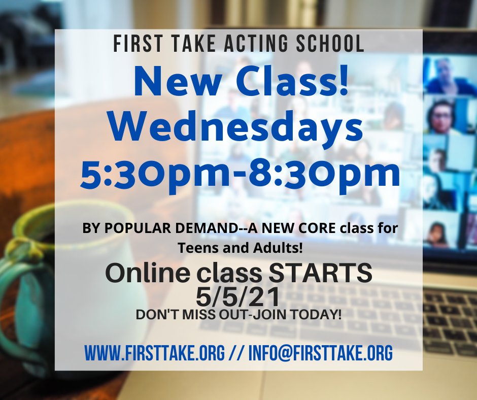 FirstTakeActing's tweet image. Wednesdays just got better- New class starts 5/5! conta.cc/3mYG4xx
