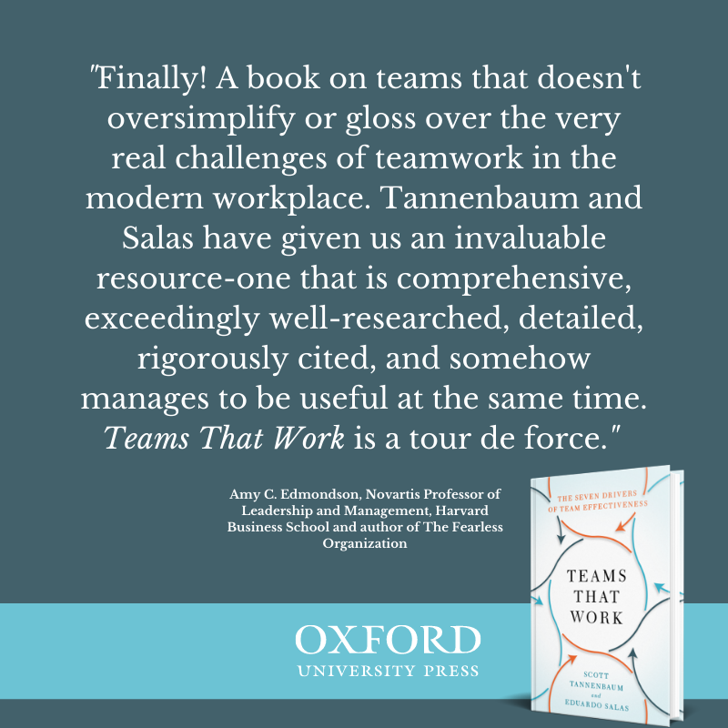 In their latest book 'Teams That Work' @TannenbaumScott and Eduardo Salas ask the question: 'What really drives team effectiveness?' Find out more in an introductory chapter, free for a month in honour of #SIOP21! @SIOPtweets bit.ly/3wYpdje