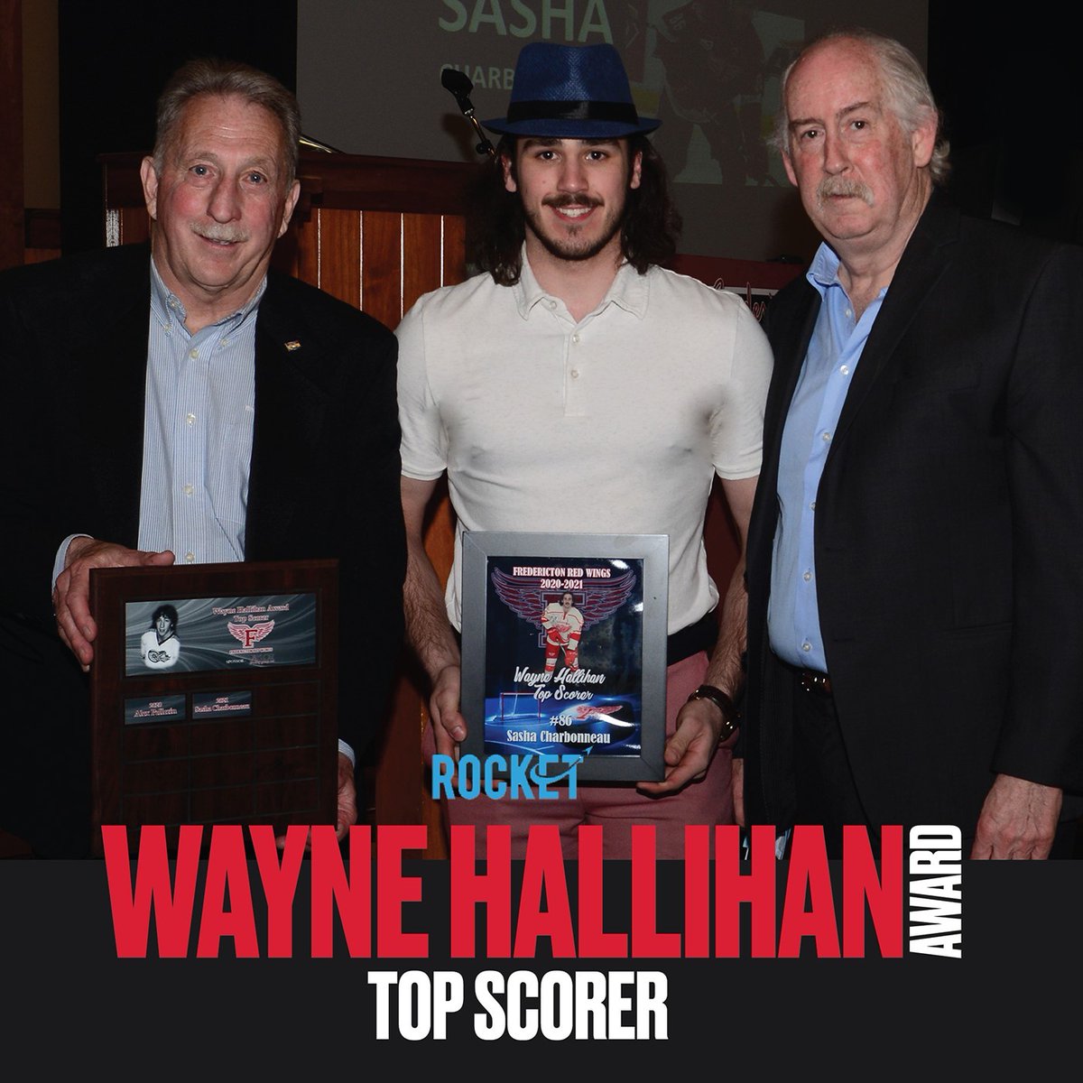Congratulations Sasha Charbonneau receiving the 2021 Wayne Hallihan Award for Top Scorer at last night's Fredericton Red Wings Annual Awards Banquet.   
We are honored to sponsor this award and team throughout the season.