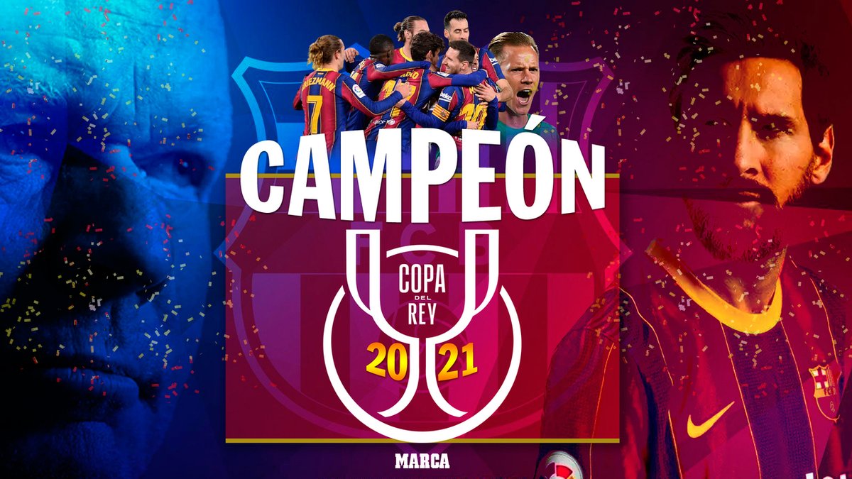 marca's tweet photo. 🃏#ReydeCopas❤💙

🏆👑🇪🇸⚽ El Barça conquista su Copa del Rey número 31, @FCBarcelona_es campeón de la Copa del Rey 2021. ¡Enohrabuena culers! #FinalCopa #AthleticBarça https://t.co/4zyOFUAWmz https://t.co/Pu3MvdkLGA