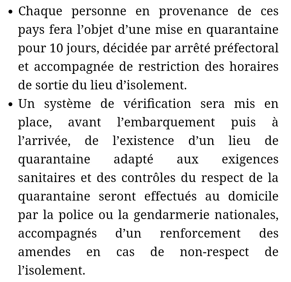 38/ A nouveau, la réaction de l'exécutif a été rapide: 10 jours de quarantaine dans un lieu du choix des passagers. L'avenir nous dira si c'est suffisant.