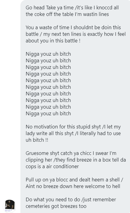 ROUND 3 :

BreeZo (<a href="/ThatsBreeZo/">BreeZo</a>)           (left side, went 1st)
                                       vs 
Geechi Gotti (<a href="/GeechiGotti/">illumigotti</a>)  (right side, went 2nd)