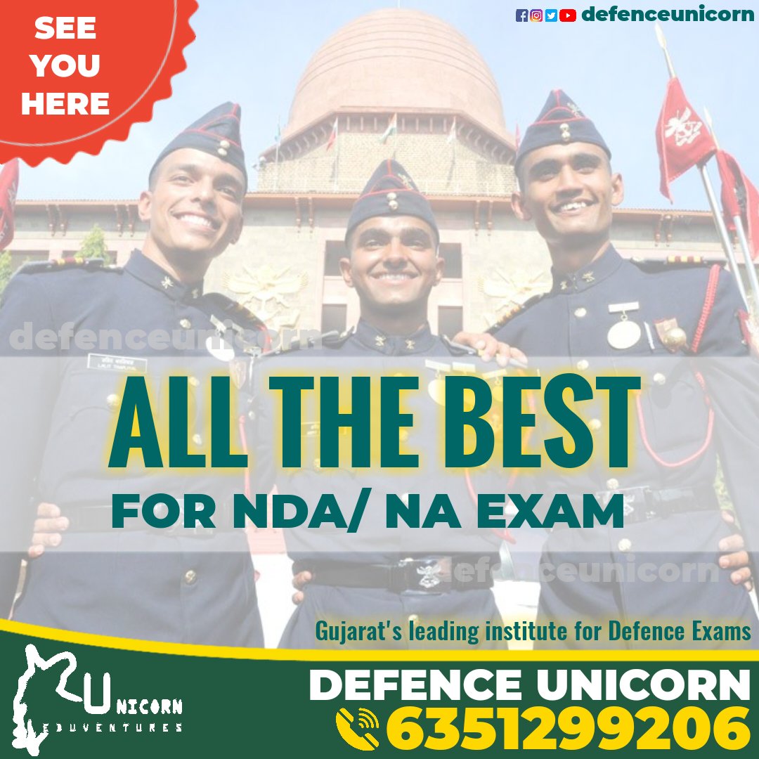 #NDA2021 #ndaexam 

#AllTheBest to the aspirants taking #NDA exam today. 

#ndaexam2021 #defenceunicorn #defenceexams #NationalDefenceAcademy #goodluck #khadakwasla #ndacoaching #ndatraining #gandhinagar #Ahmedabad