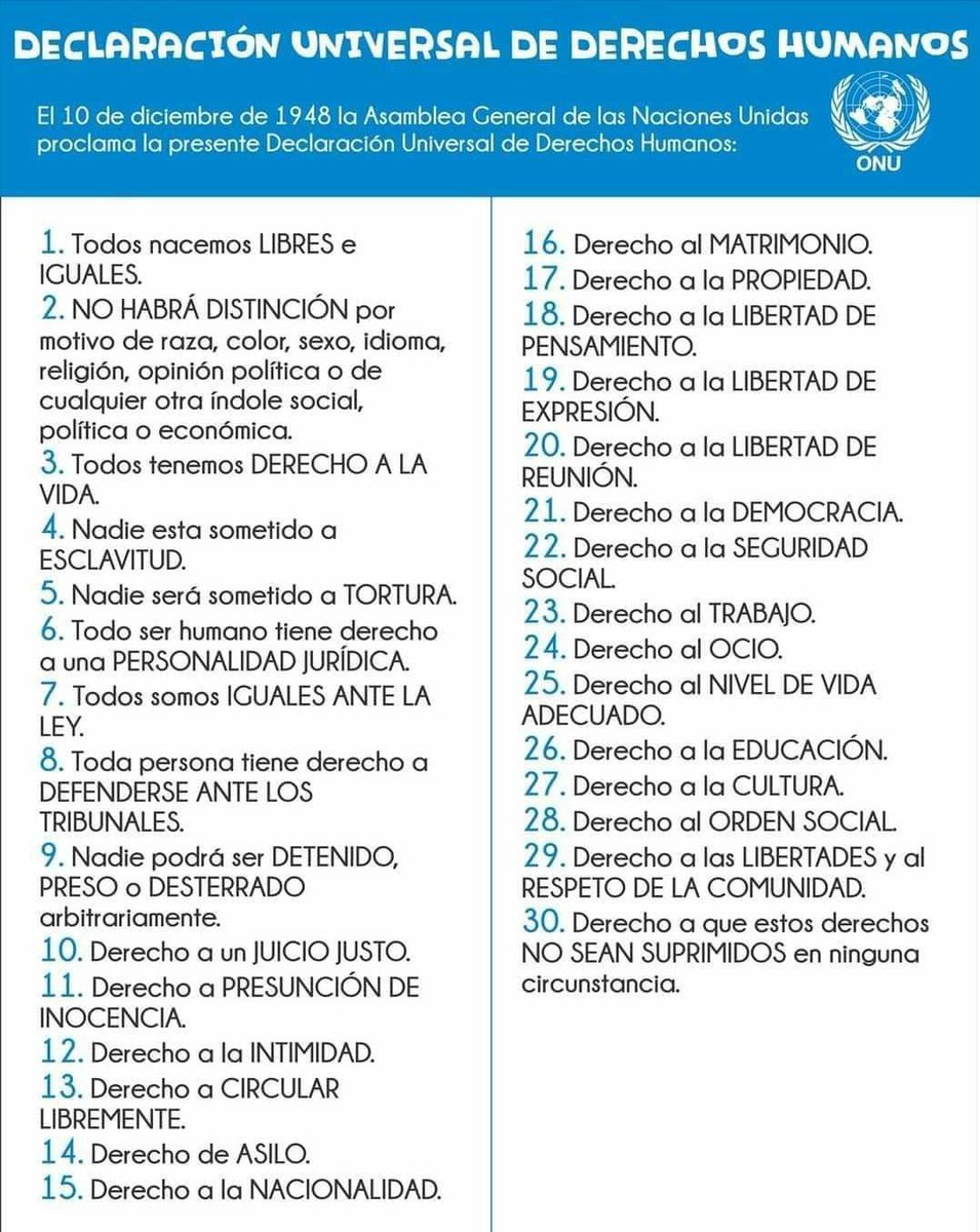 Guía/Cápsula para entender los derechos más elementales. DUDH resumida. De nada.