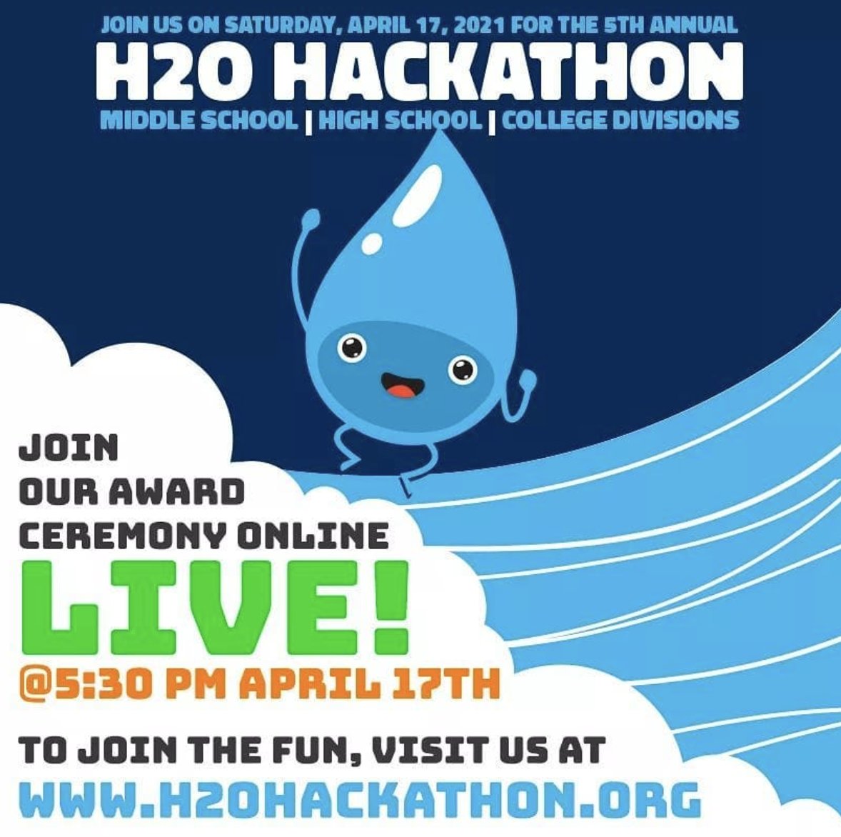 TheSJCOE's tweet photo. Almost time for the Fifth-Annual H₂O Hackathon Awards Ceremony. Watch student presentation of apps before winners are announced. Streaming live at 5:30 p.m. at https://t.co/RQ9IjnfgH5. https://t.co/XOoHd2SM7D
