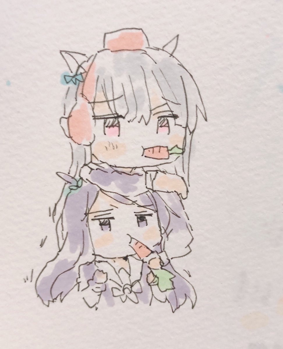 ゴールドシップ(ウマ娘) ,メジロマックイーン(ウマ娘) 「んぐぐう 」|sakiのイラスト