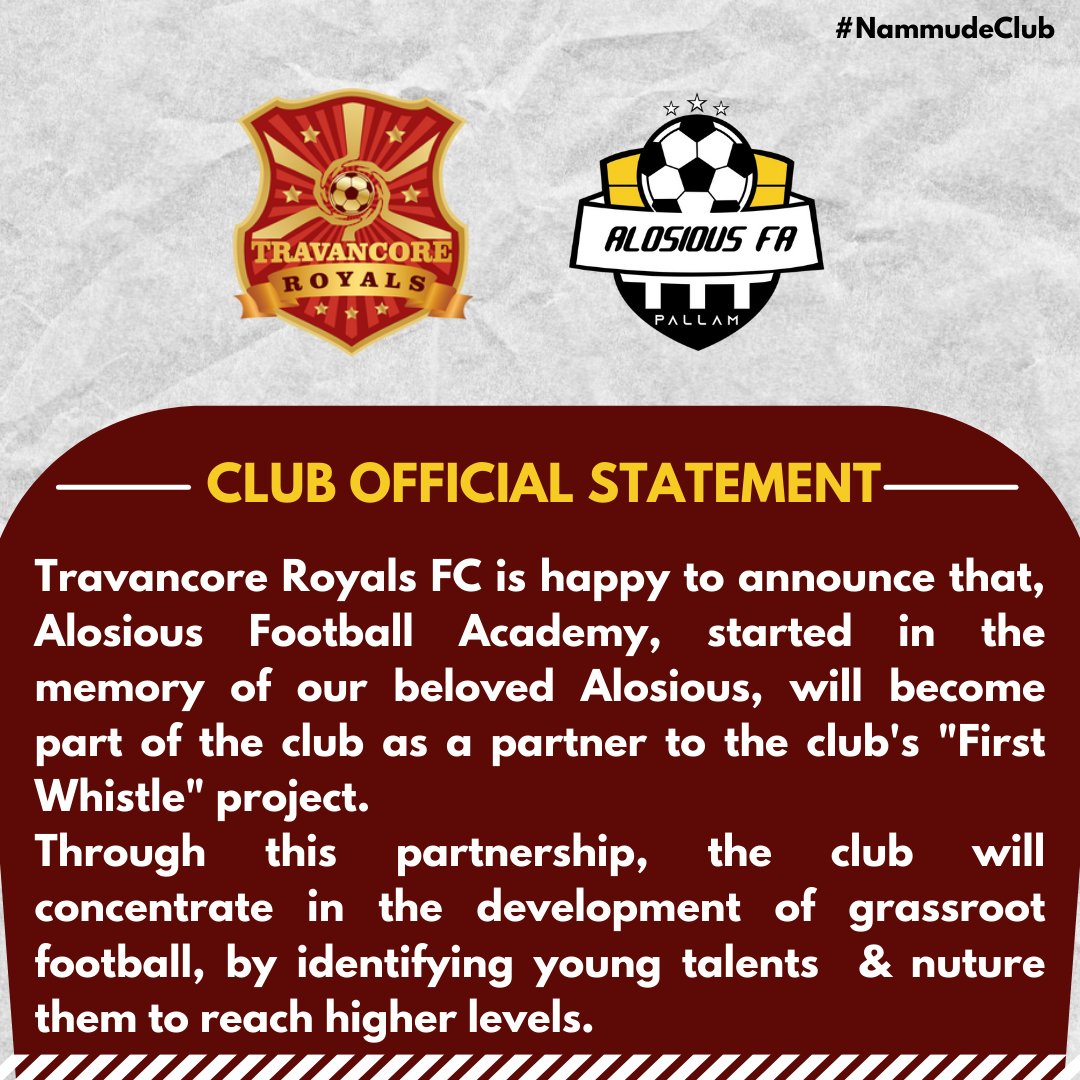 travancoreroyls's tweet photo. 🚨Club Official Statement 🚨
#Travancoreroyalsfc #NammudeClub # #AlosiousFA #FirstWhistle #footballdevelopment #indianfootball #football #academy #grassroot #grassrpotdevelpment #professionalclub #team #womensfootball #ruraldevelopment #trfcProject #kerala #trivandrum #india https://t.co/2UVP9R9Vpq