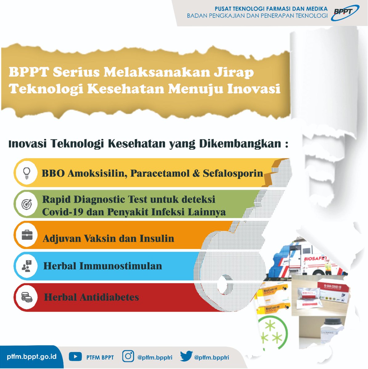 ptfm_brin's tweet image. BPPT TERUS BERKARYA MEMPERKUAT INOVASI TEKNOLOGI KESEHATAN

#BPPTRI
#BPPTSolidSmartSpeed
#BPPTBerburuInovasi
#BPPTuntuknegeri