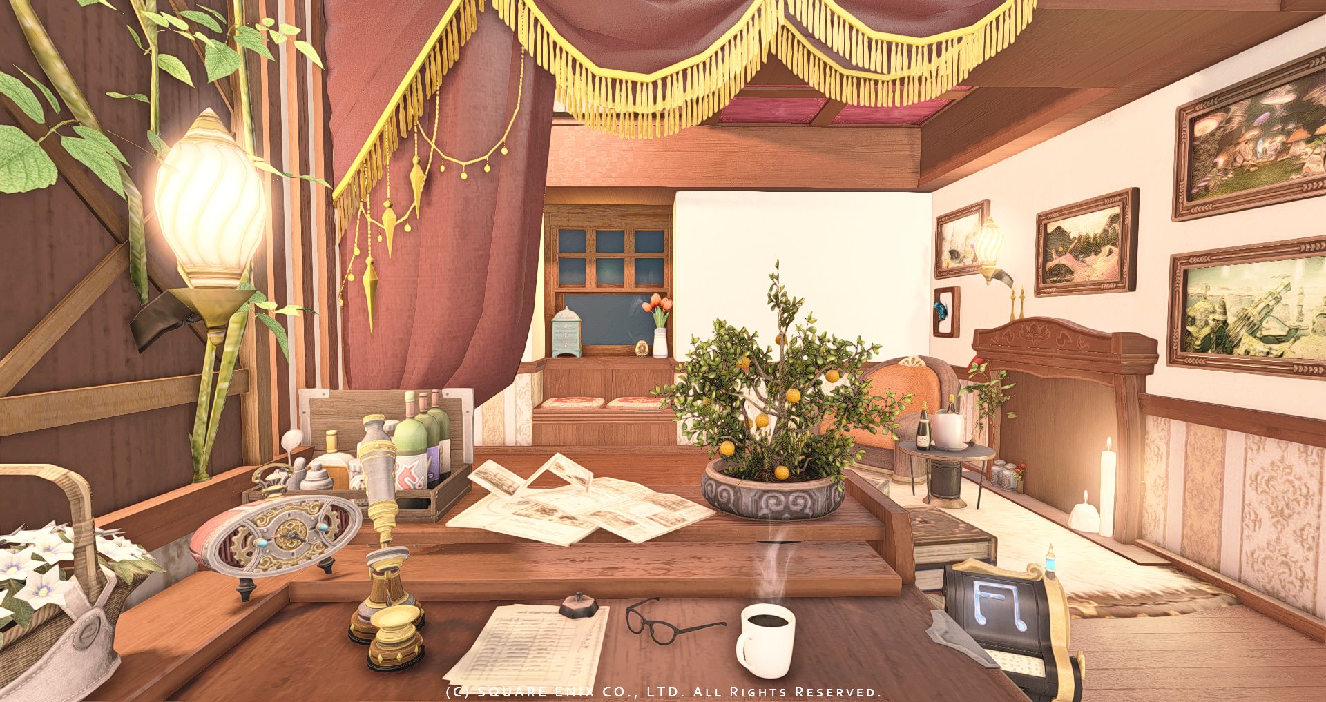 Lia Grassland 新しいハウジングをつくりました Uncle S Study 壁紙の貼れる腰板と掛け時計が見どころの 叔父様の書斎です 見学 撮影歓迎ですので よかったら遊びに来てください Mana Ixion Lavender Beds 7 57 Ffxivhousing Ff14housing
