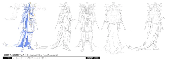 One of my favorite parts of working on #onyxequinox, was being able to design the gods. This was, of course, with the help from the codices and reliefs. There are different iterations but the iconography is mostly the same.
Quetzalcoatl, Mictecacihuatl and Tezcatlipoca in order. 