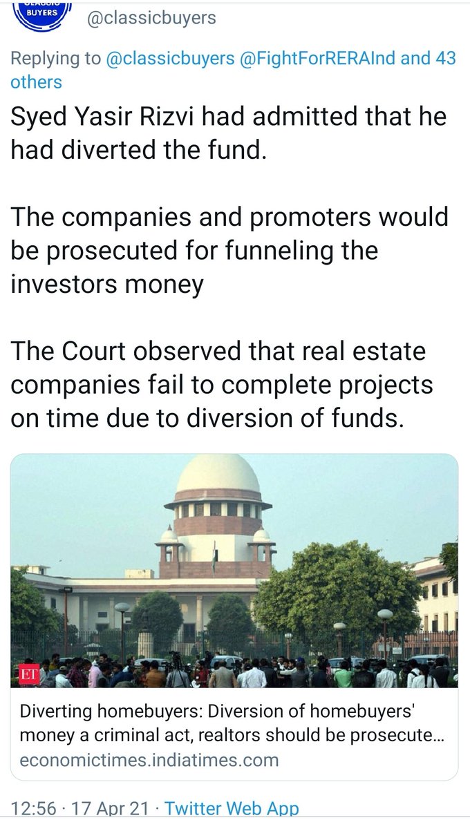 SYR98009620's tweet photo. @classicbuyers - another enlightening concept!

A Pvt. Ltd. company allocating/prioritizing/utilizing fund inflows from its projects for work on the same projects (listed on the company's balance sheet) is NOT a 'diversion of funds'.

Ur entire premise is flawed/misplaced! https://t.co/txYFiuTZwg