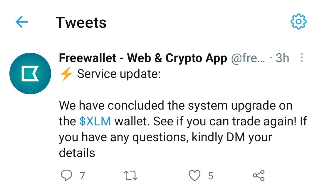 ScamFreewallet's tweet photo. As predicted, XLM is now (apparently) working again now that the price has crashed after 6 days.. https://t.co/EHH8NI2YvF