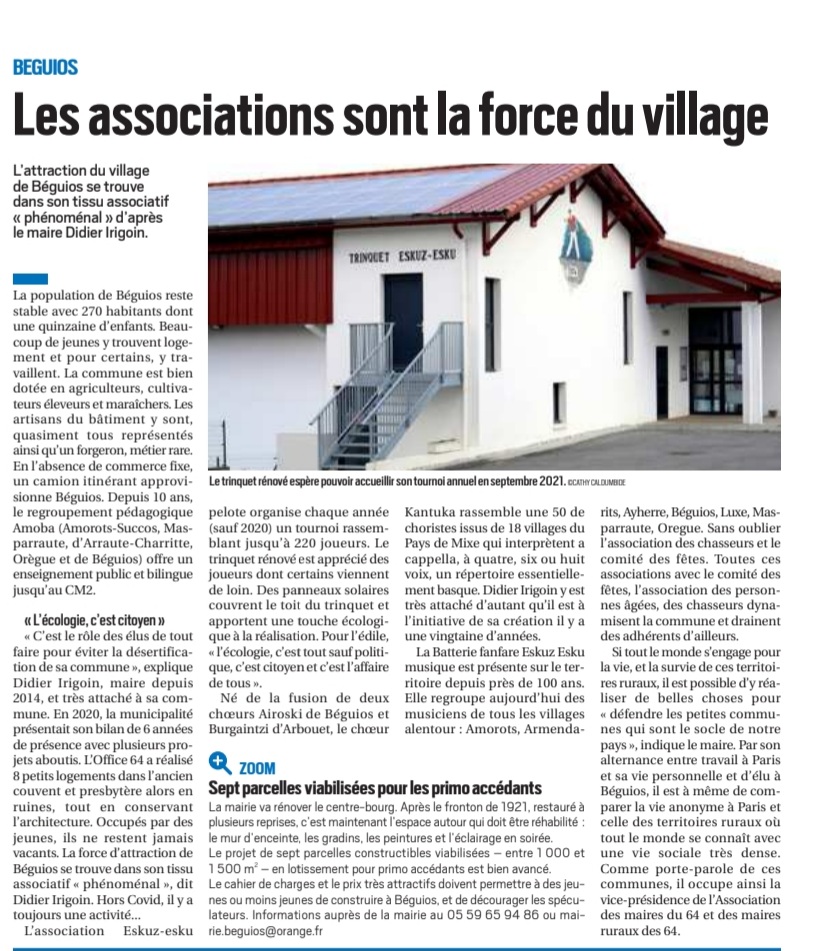 Très belle présentation de notre commune de #Béguios sur la <a href="/LaRepDpyrenees/">La Rép des Pyrénées</a>