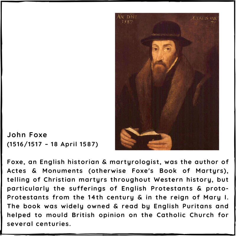BritishHistorym's tweet photo. #otd 18 April 1587 – John Foxe died (b. 1516)
#Johnfoxe #Historian #writer #martyrologist #Britishhistory https://t.co/PqARF7r33T