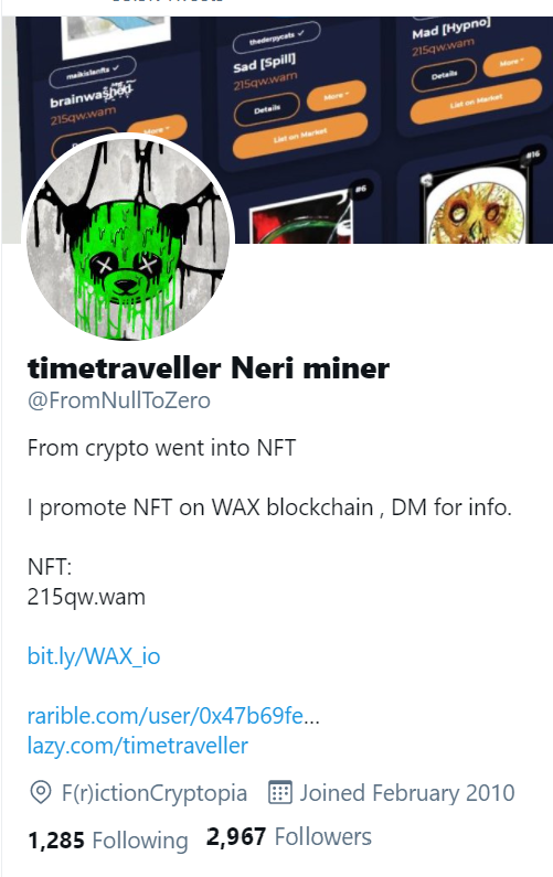 FromNullToZero's tweet photo. I am approaching 3000 followers.

If I reach 3000 followers by tonight (8 hours from now), I will give out 5 #FreeNFT on @WAX_io to all who 

❤️like and 🔁retweet this tweet.

#Giveaway ends in 8 hours. Retweet now, and thank you all.

Valid: Central Universal Time 10:30-18:30 https://t.co/pMRCNYCMBp