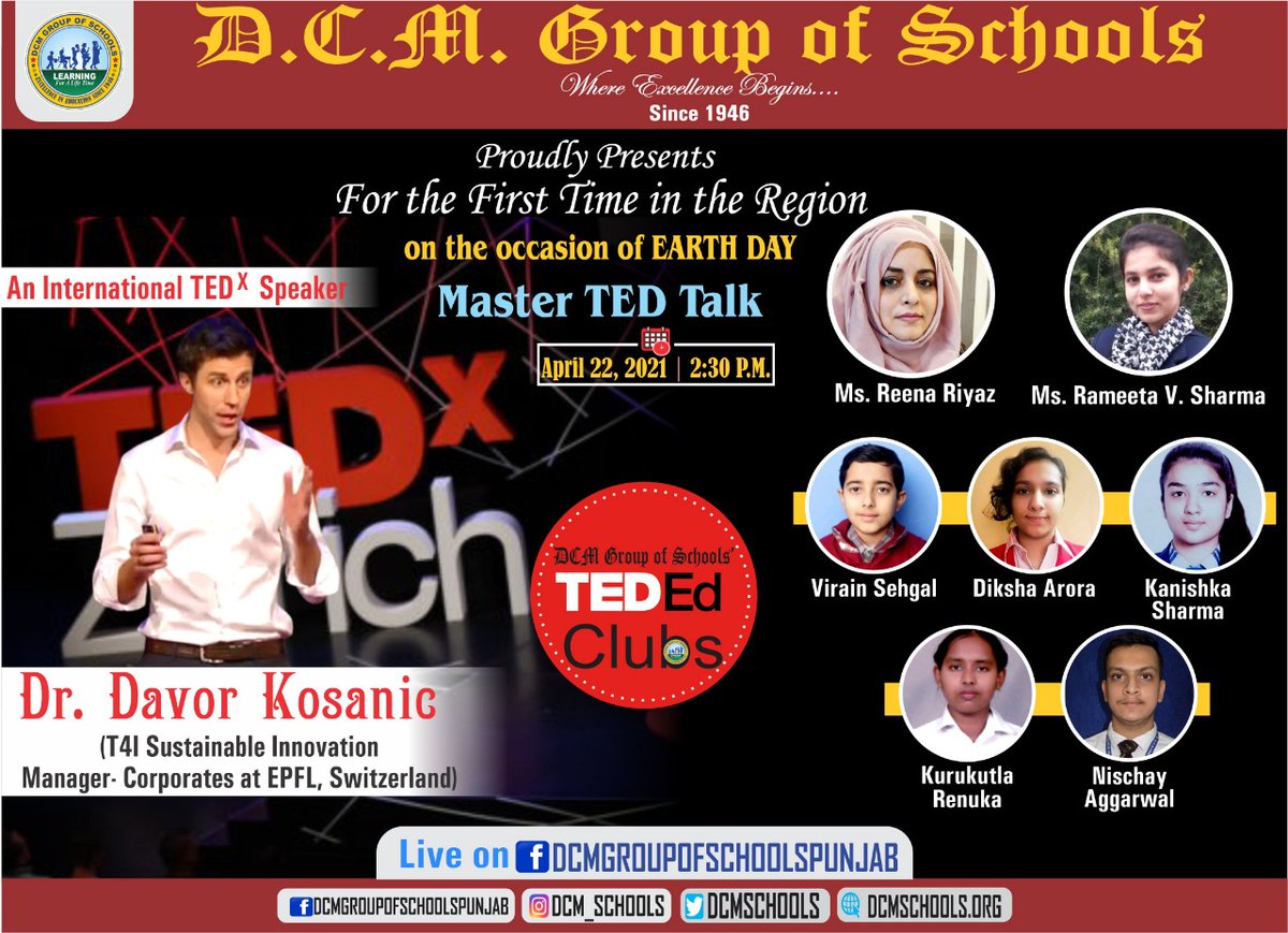 You are invited to join us in the DCM TED-ED Master Talk on 22 April 2021 to ensure that we uphold our moral and ethical responsibilities towards our planet Earth. The event will be free of cost and is open to all.
