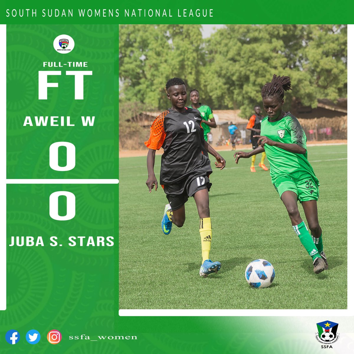 isaac_buay's tweet photo. South Sudan Women’s National League 2021
17-04-2021 Match Day 8

Bentiu utd v Kuajok W 2-0
Wau W v Torit W 0-3
Juba S.S v Aweil W 0-0
Yei J. Stars v Yambio W 0-0
#StarsUnite #SSWNL https://t.co/3RppiY4oeM