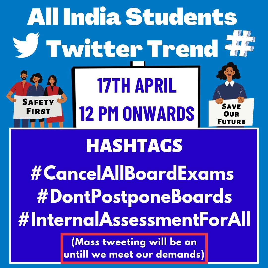 SorenAkela's tweet photo. 25 mins to the trend
#CancelAllBoardExams 
#DontPostponeBoards 
#InternalAssessmentForAll https://t.co/tvujBLok0m